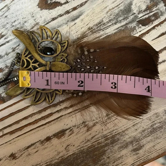 Owl Statement Necklace with 28” Chain - Picture 4 of 4